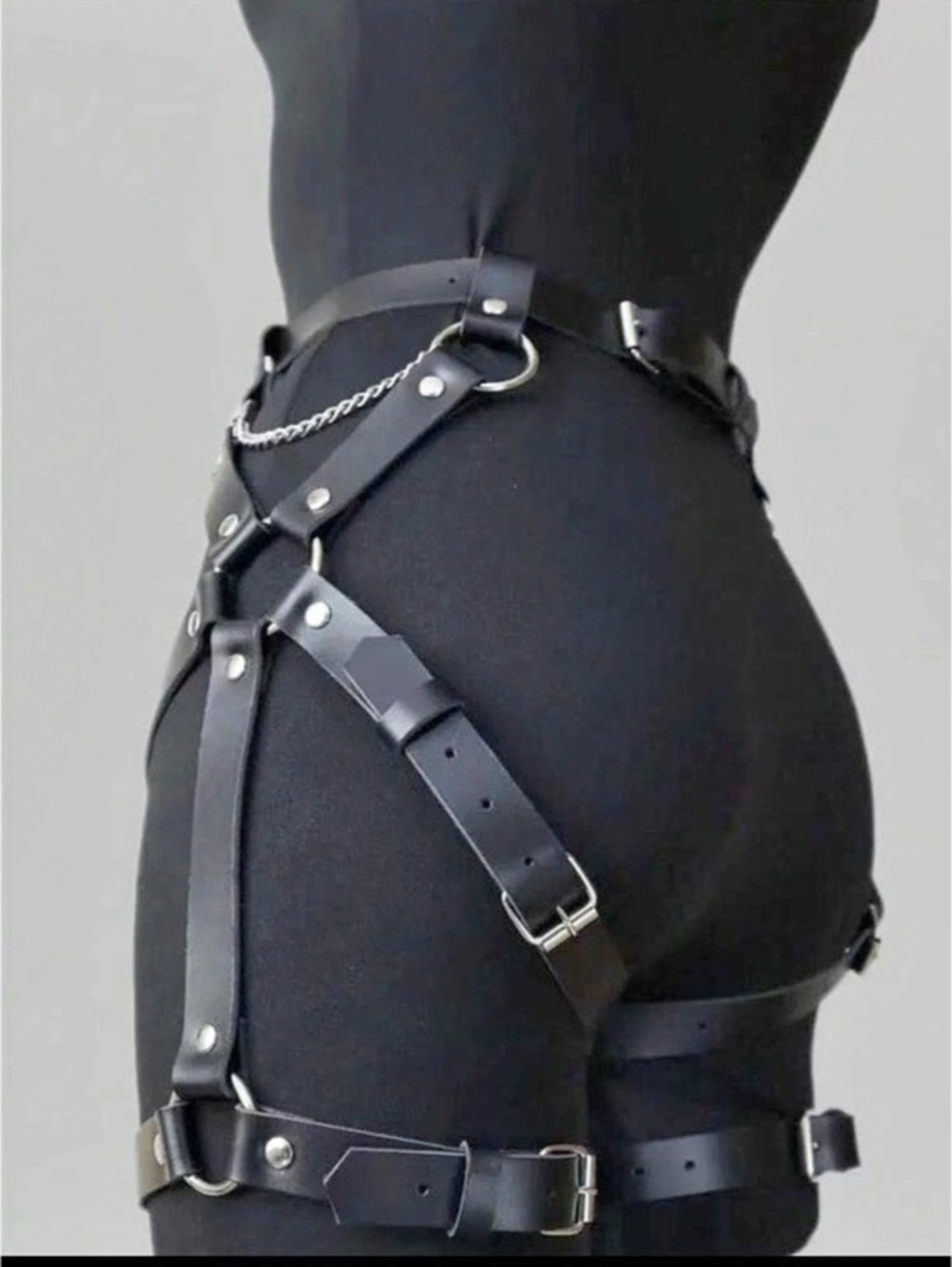 Black Harness Garters Belt New